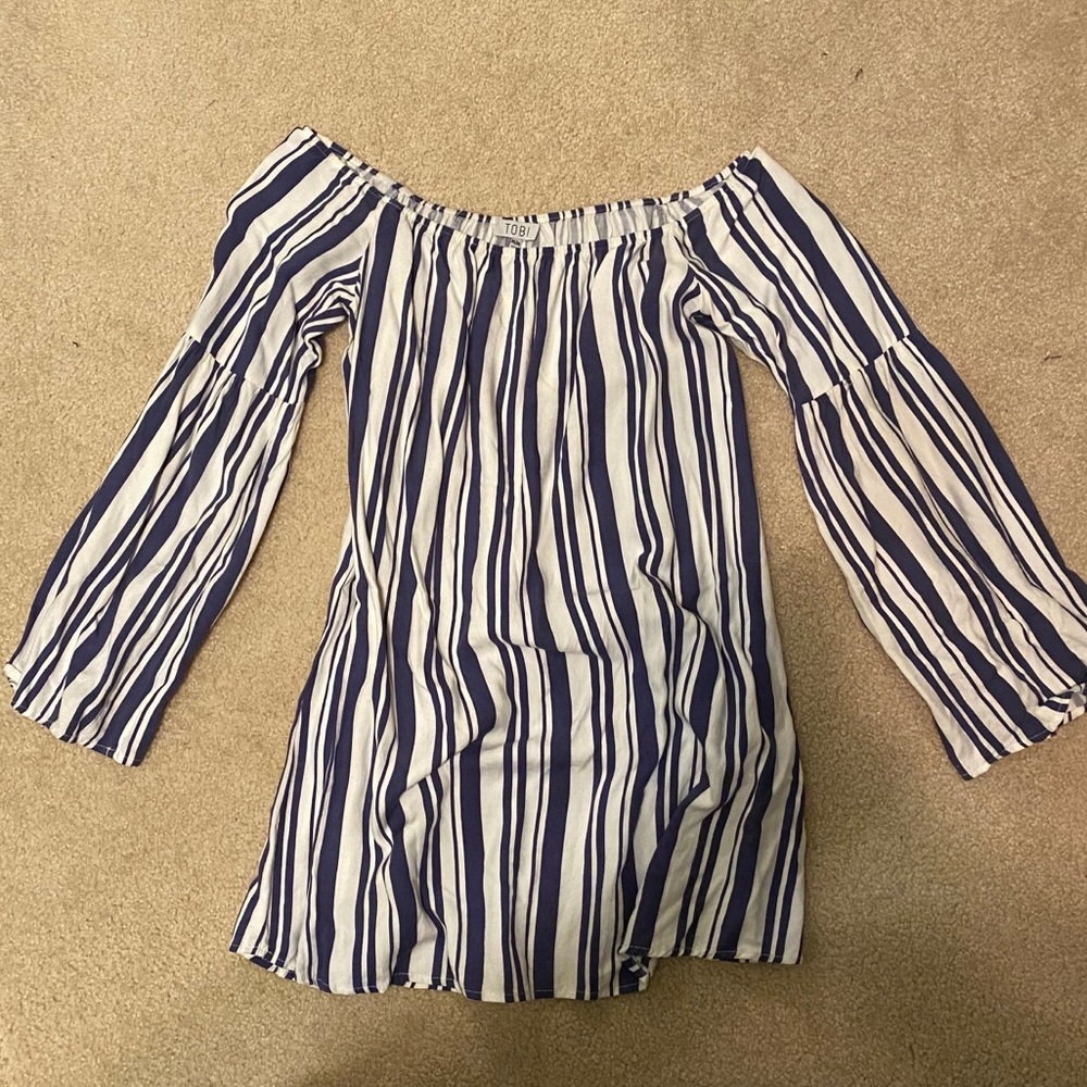Tobi Off the shoulder Striped Dress